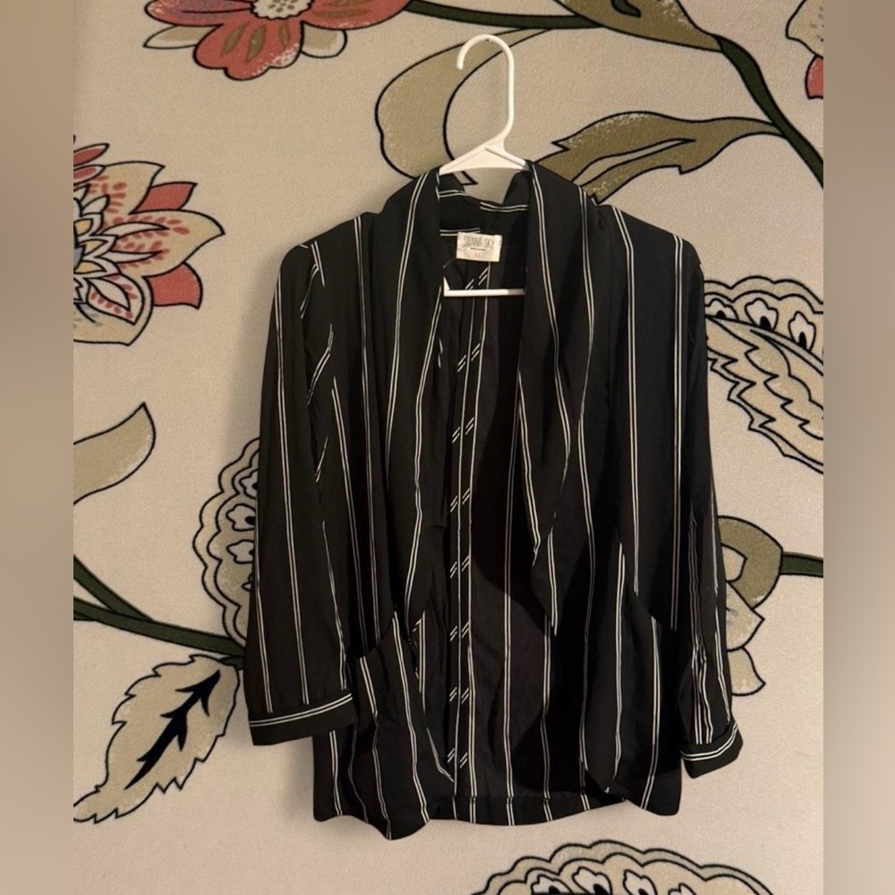 Sienna Sky Black and White Striped Blazer